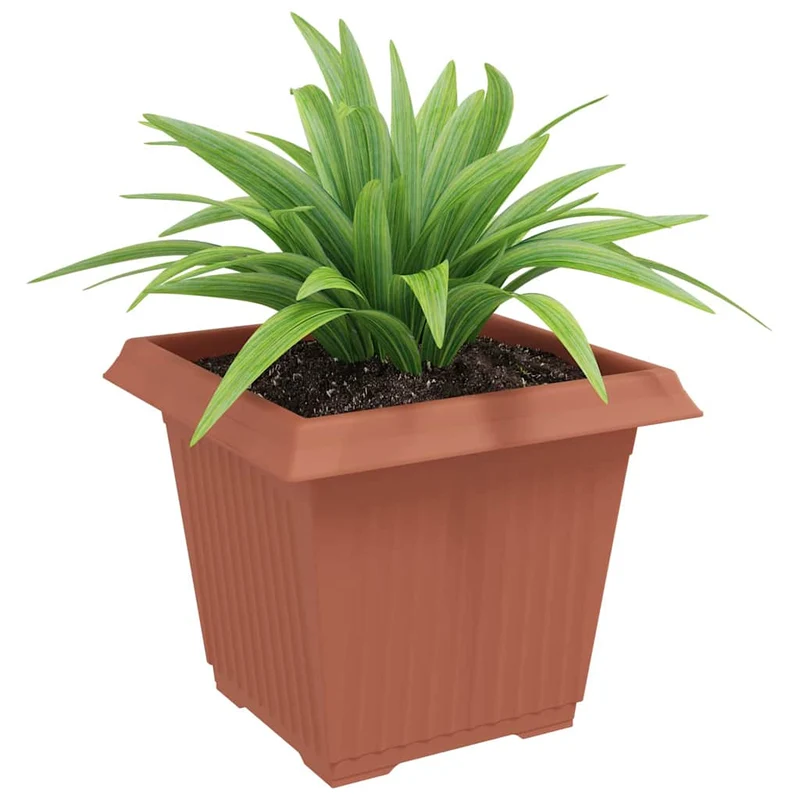 Maceta Cuadrada Para Flores 24 Uds. Rojo Ladrillo Plástico