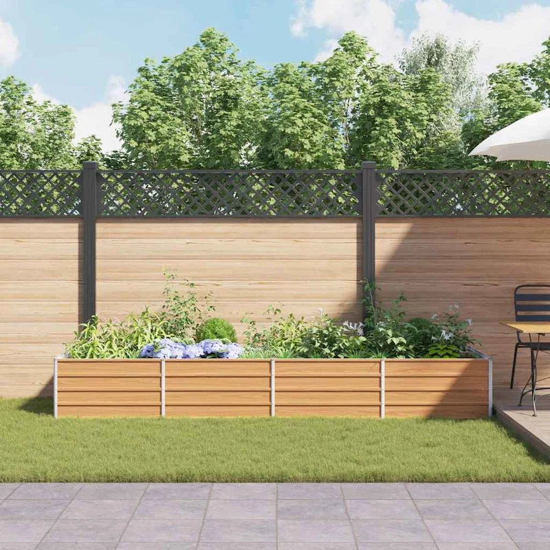 Arriate Elevado Marrón Claro 320 X 80 X 45 Cm Acero Galvanizado
