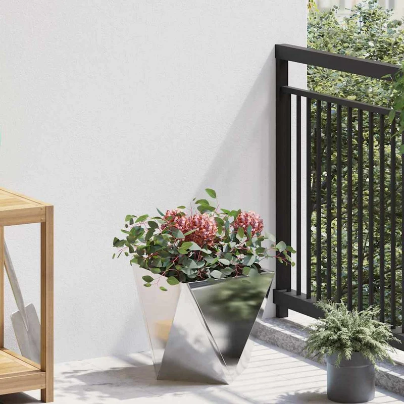Jardinera 2 Uds. Plateado 30 X 30 X 30 Cm Acero Inoxidable