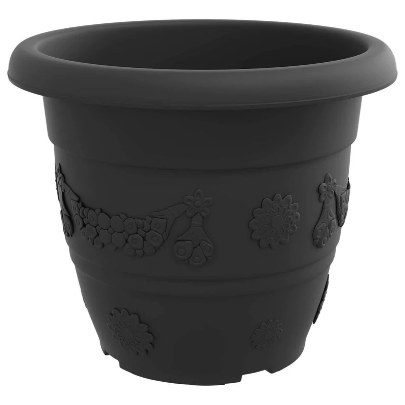 Macetas 6 Uds. Negro Ø 34 X 28 Cm Plástico