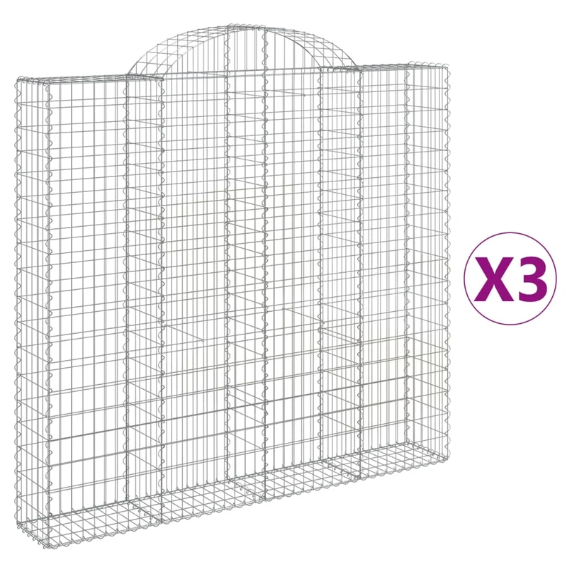 Cestas De Gaviones 3 Uds Forma De Arco Hierro 200x30x180/200 Cm