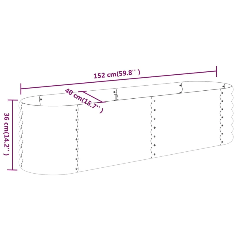 Jardinera Arriate Acero Galvanizado Plata 152x40x36 Cm