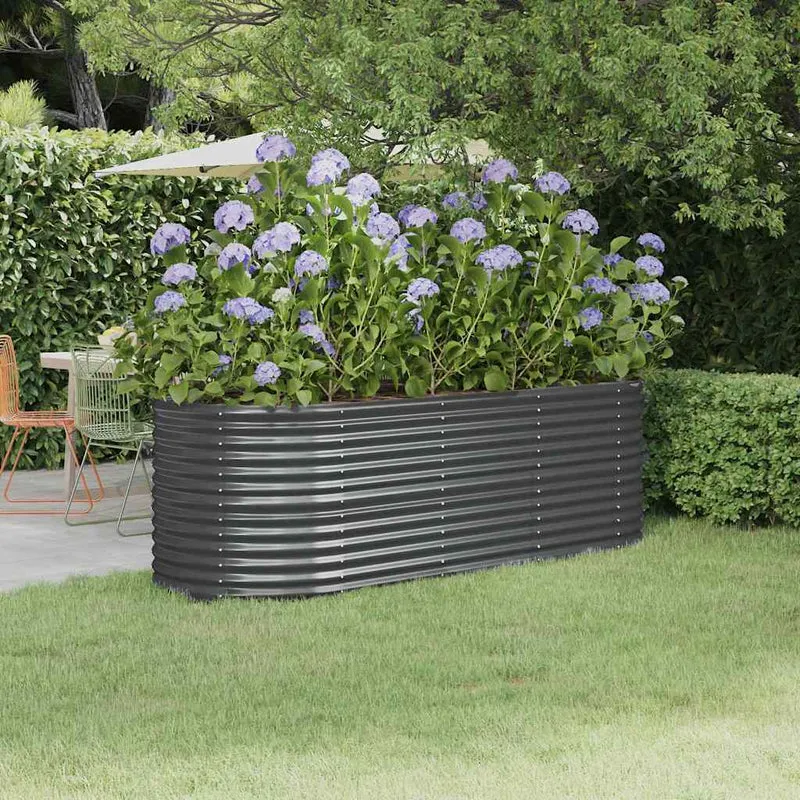Jardinera Arriate Acero Galvanizado Antracita 224x80x68 Cm