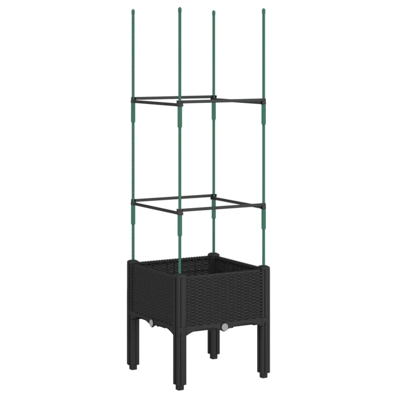 Jardinera Con Enrejado Pp Negro 40x40x142,5 Cm