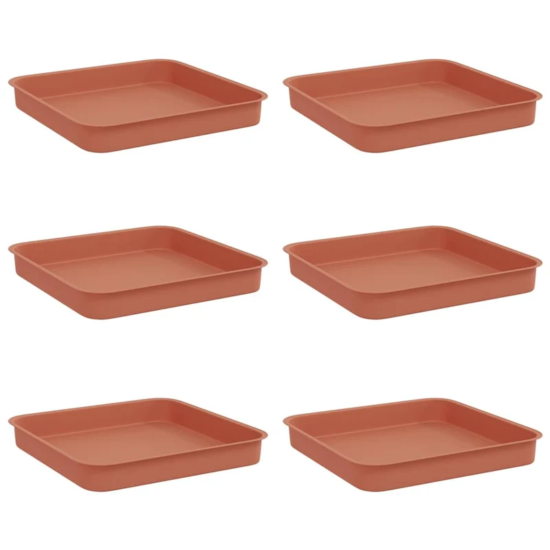 Bandeja Cuadrada Para Flores 6 Uds. Rojo Ladrillo Plástico