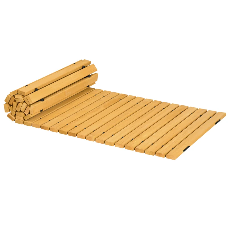 Outsunny Camino de Jardín de Madera 185x60 cm Pasarela Recta Enrollable para Exteriores Resistente a la Intemperie Decorativo de Jardín para Playa Boda Fiesta Natural