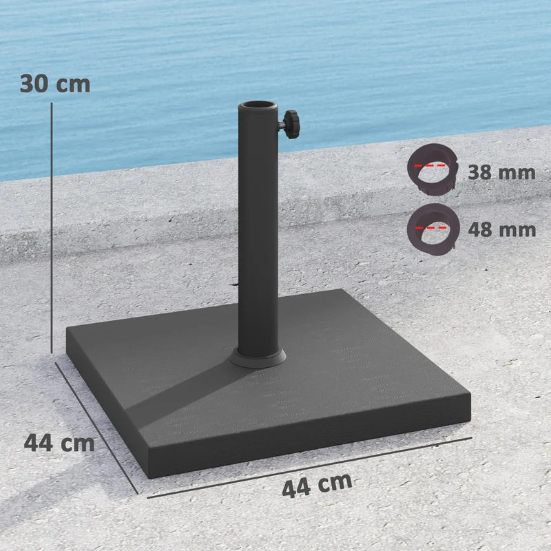 Outsunny Base para Sombrilla Soporte para Parasol con Relleno de Cemento Pie para Sombrillas Cuadrada para Poste de Parasol de Ø38/48 mm Negro