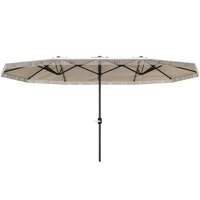 Outsunny Sombrilla Doble 4,5x2,65 m Sombrilla Terraza Exterior con Manivela Manual Resistente al Agua y Protección UV30+ Sombrilla Grande para Terraza Playa Piscina Crema