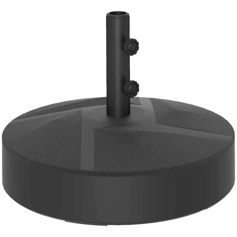 Outsunny Base para Sombrilla Redonda Soporte para Parasol Pie para Sombrilla Rellenable con Agua 25L o Arena 30kg para Jardín Terraza Negro