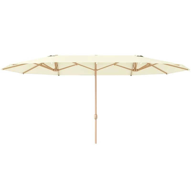 Outsunny Sombrilla Doble 4,55x2,65 m Sombrilla Terraza Exterior con Manivela Manual Resistente al Agua y Protección Solar Sombrilla Grande para Terraza Playa Piscina Beige