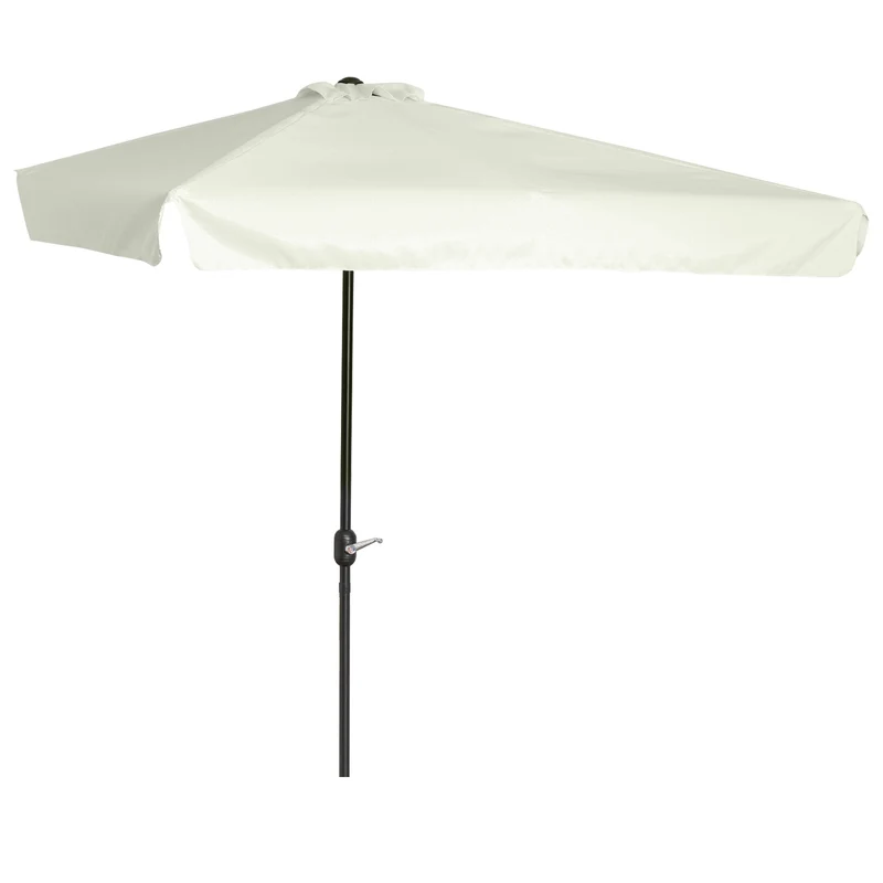 Outsunny Sombrilla Rectangular 230x130x249 cm Parasol para Pared Media Sombrilla con Manivela Protección UV Impermeable Sombrilla para Balcón Terraza Jardín Crema