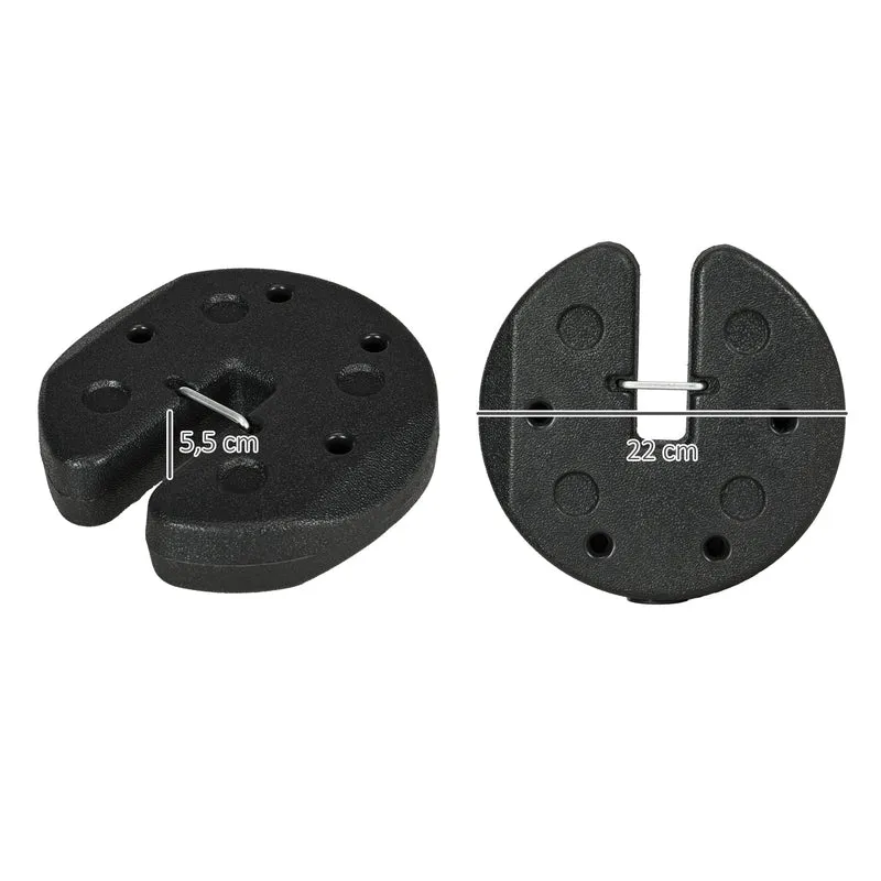 Outsunny Pack de 4 Pesos para Carpas Plegables Pesos para Cenador Rellenados con Cemento Bases para Toldo Pérgola Ø22x5,5 cm Negro
