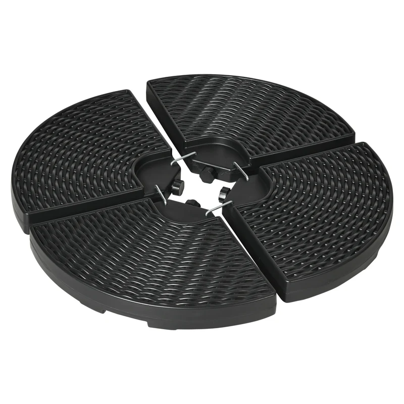 Outsunny Base para Sombrilla de 4 Piezas Soporte para Parasol Rellenable con Arena 68 kg o Agua 52 L para Jardín Patio Terraza Negro