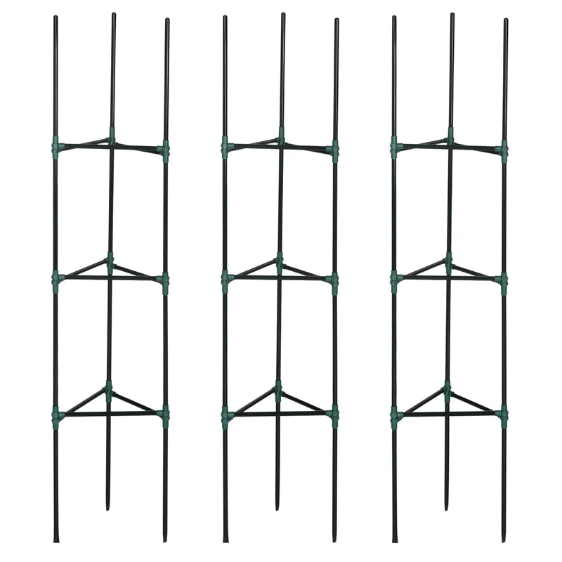 Outsunny Juego de 3 Enrejados de Jardín Soportes para Plantas Trepadoras con Marco de Acero para Frutas Verduras Flores Decoración Exterior Patio Terraza 38x38x182 cm Verde