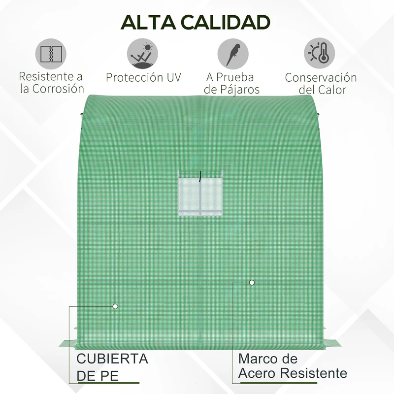 Outsunny Invernadero Pequeño de Pared Invernadero de Exterior con Ventanas Estantes de 3 Niveles y Marco de Acero Invernadero para Cultivar Plantas Flores 200x100x215 cm Verde
