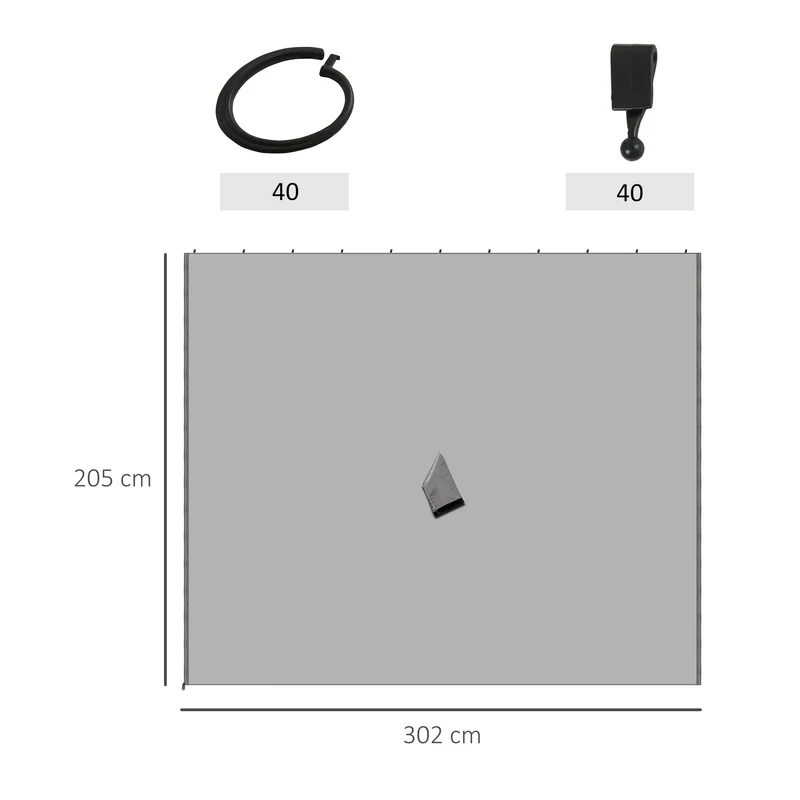 Outsunny 4 Paredes Laterales para Cenador 3x2 m Laterales de Carpa con Ganchos Cortinas sin Ventanas Reemplazo Lateral para Carpa de Jardín Exterior Fiesta Gris Claro
