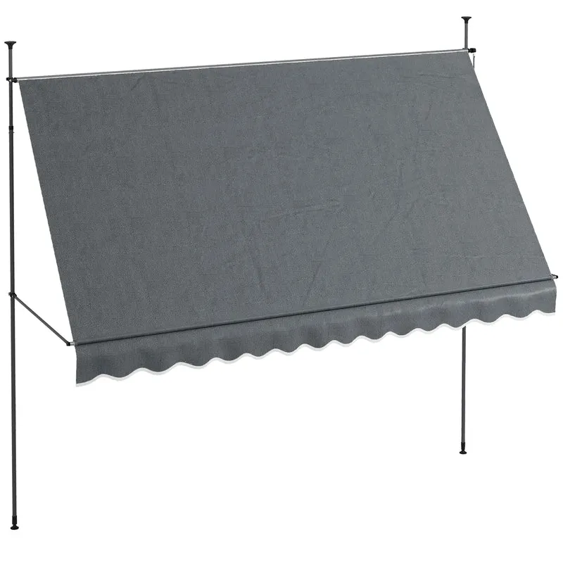 Outsunny Toldo Manual Retráctil 3,5x1,2 m Toldo Exterior Terraza Enrollable Altura Ajustable con Manivela 210-300 cm Sin Taladro Protección UV30+ para Balcón Jardín Gris Oscuro