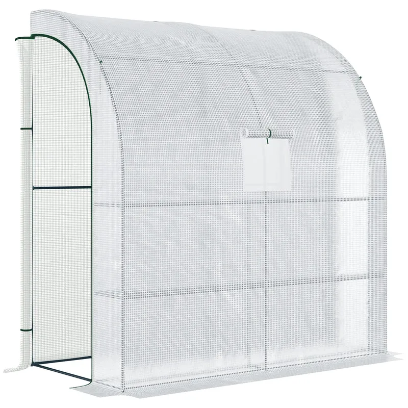 Outsunny Invernadero Pequeño de Pared Invernadero de Exterior con Ventanas Estantes de 3 Niveles y Marco de Acero Invernadero para Cultivar Plantas Flores 200x100x215 cm Blanco