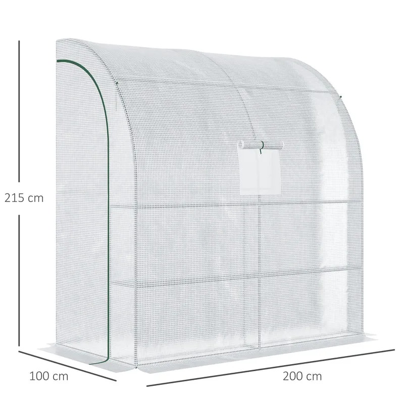 Outsunny Invernadero Pequeño de Pared Invernadero de Exterior con Ventanas Estantes de 3 Niveles y Marco de Acero Invernadero para Cultivar Plantas Flores 200x100x215 cm Blanco