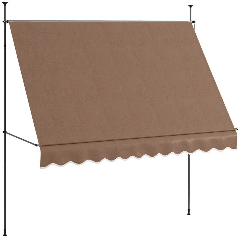 Outsunny Toldo Manual Retráctil 3x1,2 m Toldo Exterior Terraza Enrollable Altura Ajustable con Manivela 210-300 cm Sin Taladro Protección UV30+ para Balcón Jardín Café