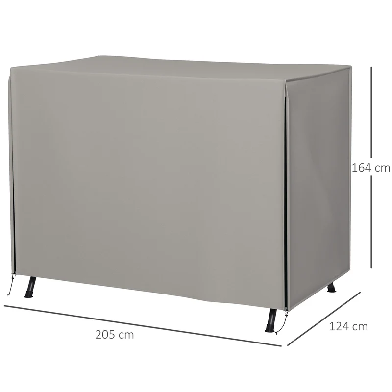 Outsunny Funda Balancín Jardín Funda Columpio Jardín Exterior Cubierta de Columpio con 2 Cremalleras Impermeable 205x124x164 cm Gris Claro
