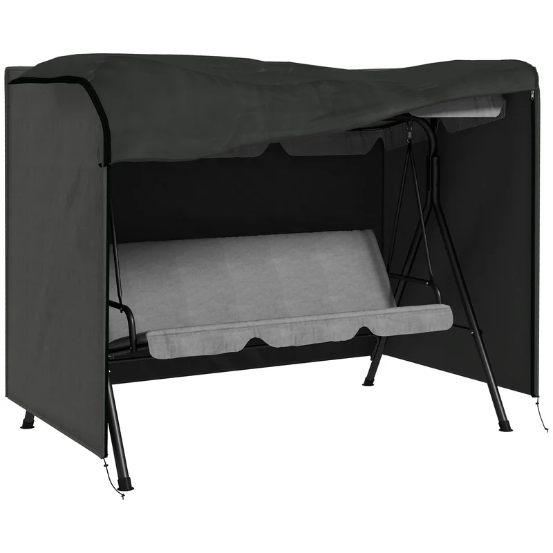 Outsunny Funda Balancín Jardín Funda Columpio Jardín Exterior Cubierta de Columpio con 2 Cremalleras Impermeable 205x124x164 cm Gris Oscuro