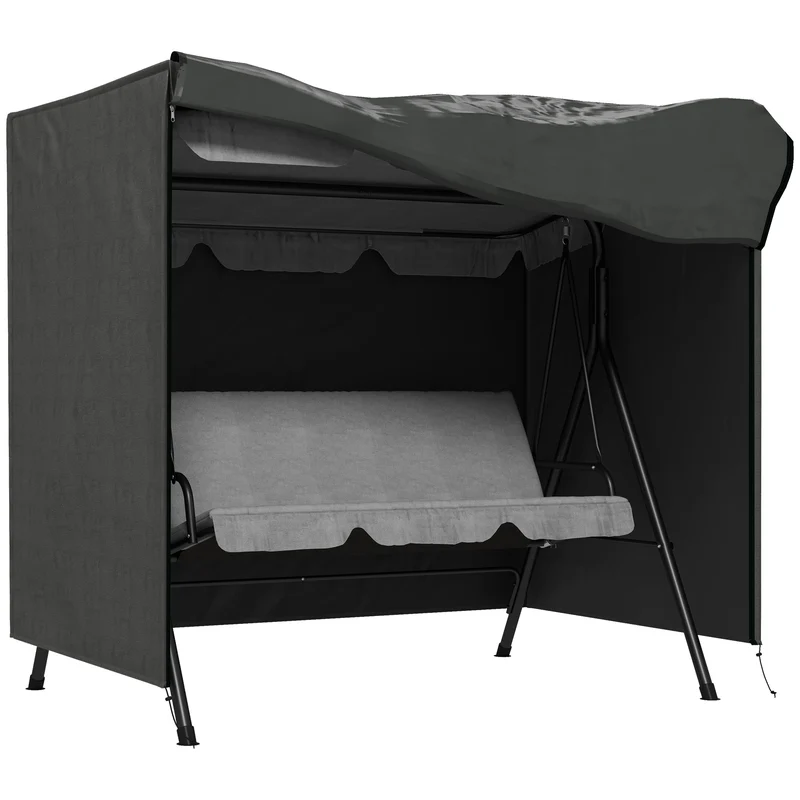 Outsunny Funda Balancín Jardín Funda Columpio Jardín Exterior Cubierta de Columpio con 2 Cremalleras Impermeable 177x114x152 cm Gris Oscuro
