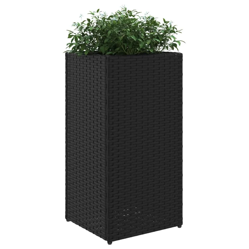 Jardinera De Ratán Sintético Negra 30x30x60 Cm