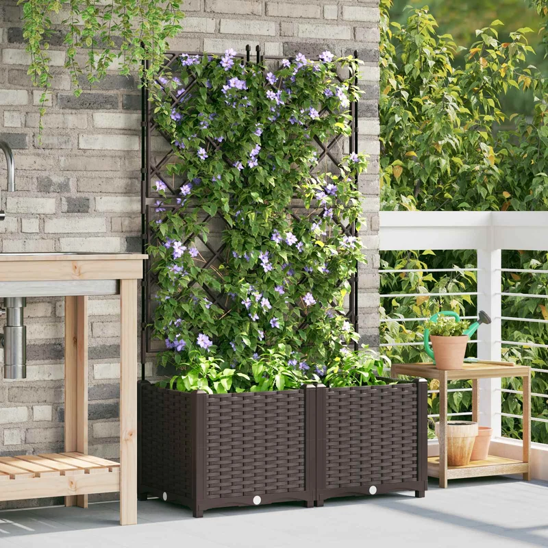 Macetero De Jardín 2 Uds. Marrón 80 X 40 X 143 Cm Pp
