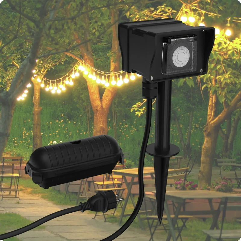 Temporizador Aes8 Exterior Ip44 2 Enchufes
