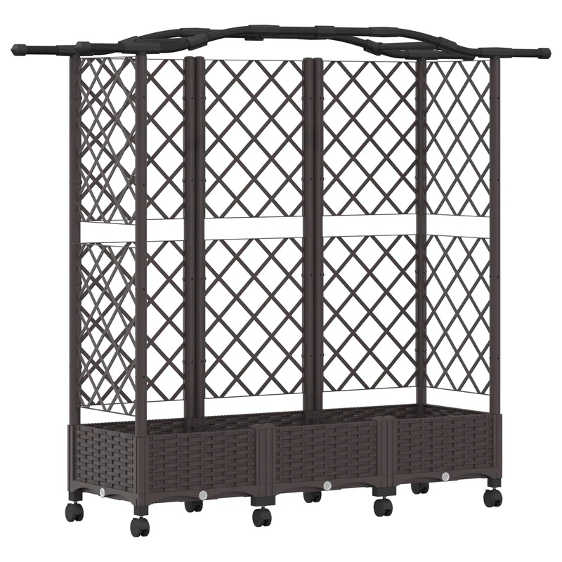 Cama Elevada Con Trellis Y Techo Marrón 163 X 40 X 129 Cm Pp