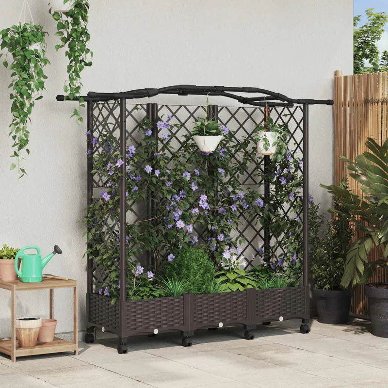 Cama Elevada Con Trellis Y Techo Marrón 163 X 40 X 129 Cm Pp