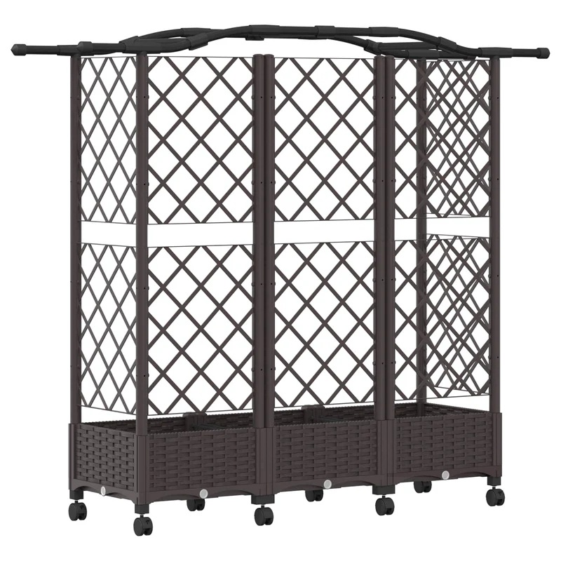 Cama Elevada Con Trellis Y Techo Marrón 163 X 40 X 129 Cm Pp