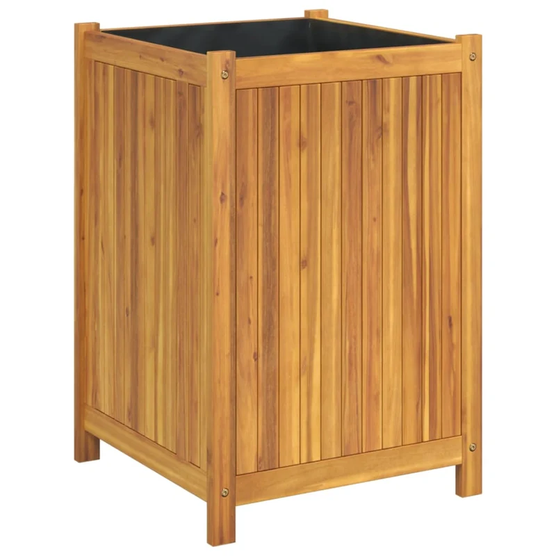 Jardinera Con Forro Madera Maciza De Acacia 50x50x75 Cm
