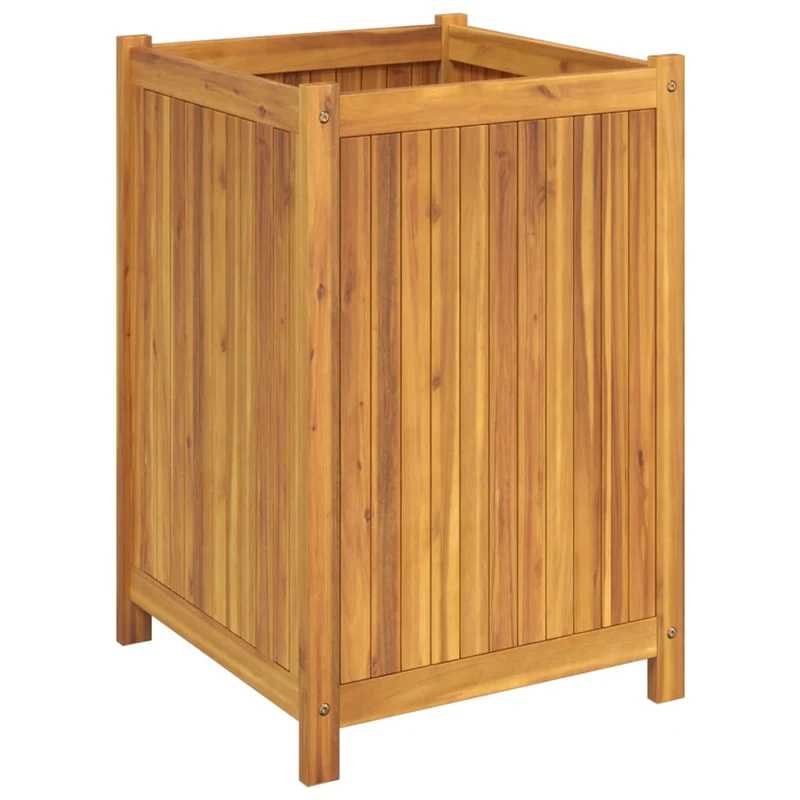 Jardinera Con Forro Madera Maciza De Acacia 50x50x75 Cm