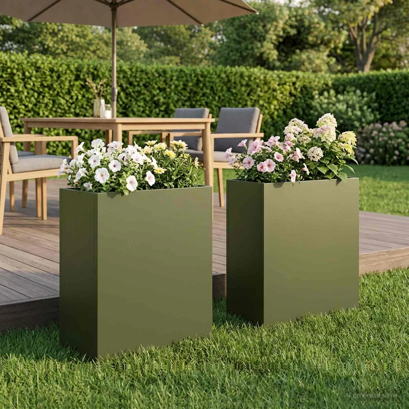 Macetero De Jardín 2 Uds. Verde Oliva 40 X 20 X 40 Cm