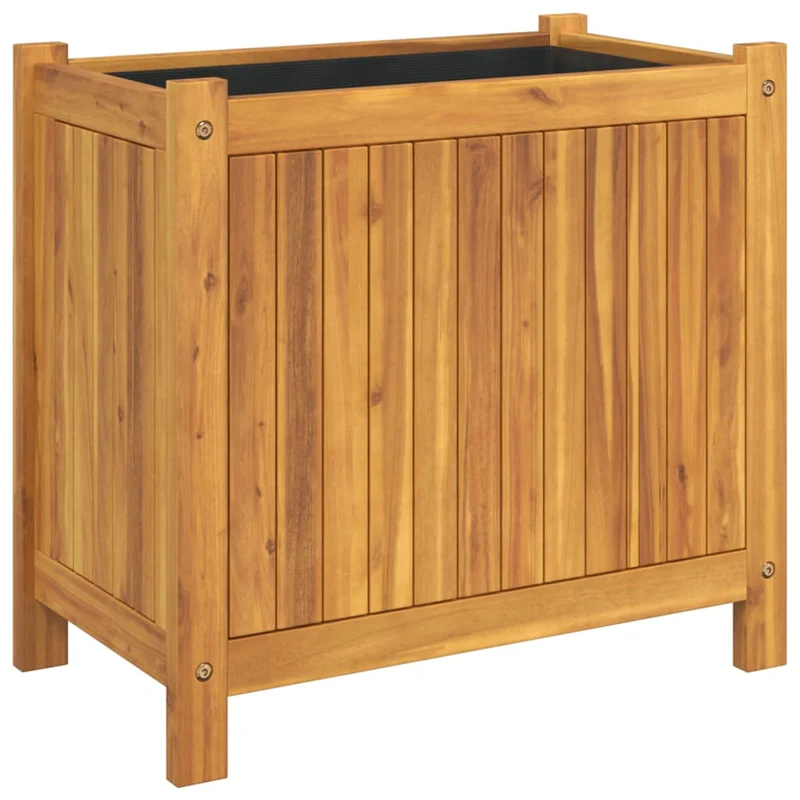 Jardinera Con Forro Madera Maciza De Acacia 54x31x50 Cm