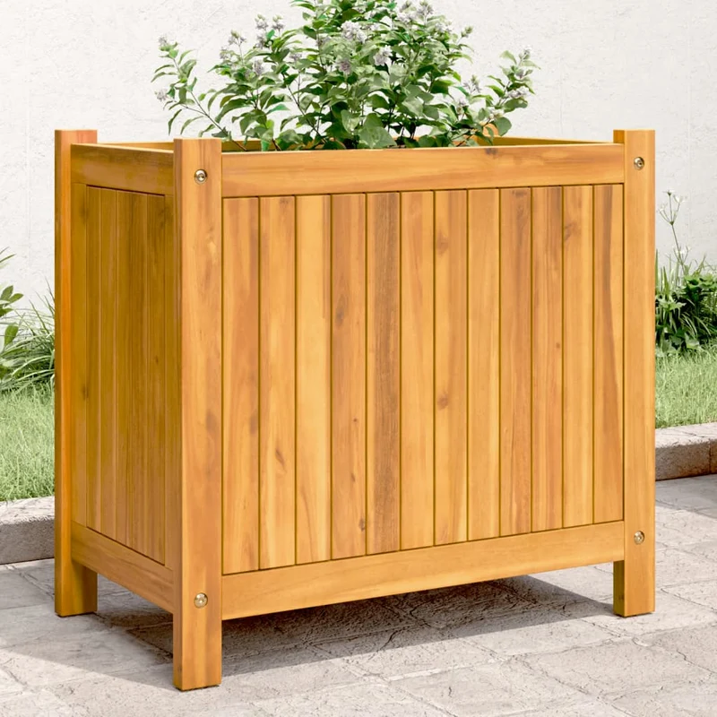 Jardinera Con Forro Madera Maciza De Acacia 54x31x50 Cm
