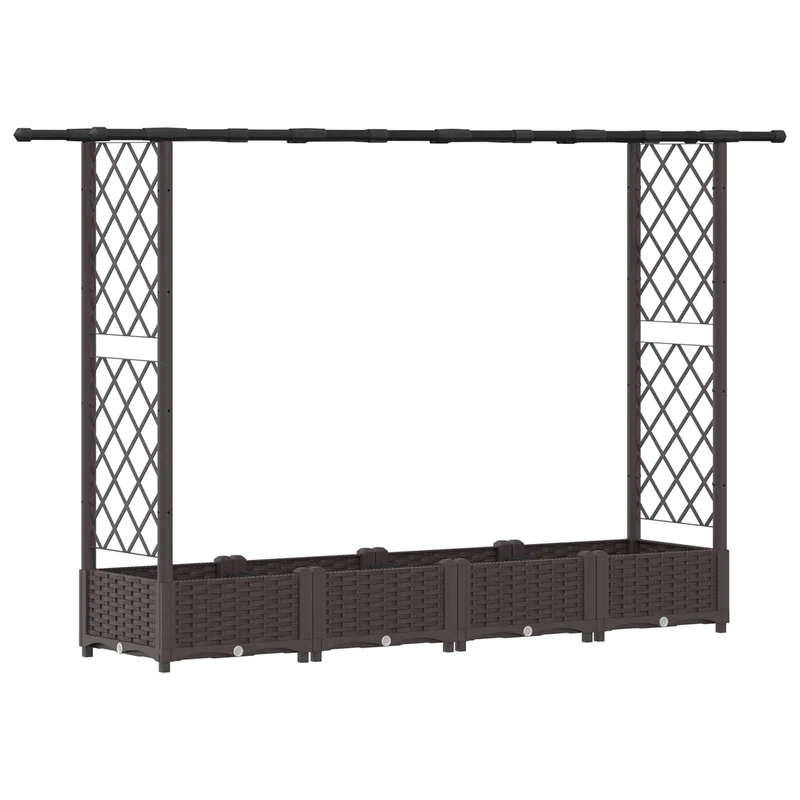 Cama Elevada Con Trellis Y Techo Marrón 203 X 40 X 121 Cm Pp