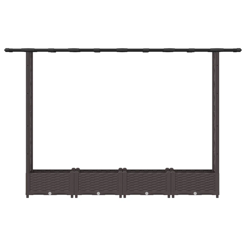 Cama Elevada Con Trellis Y Techo Marrón 203 X 40 X 121 Cm Pp