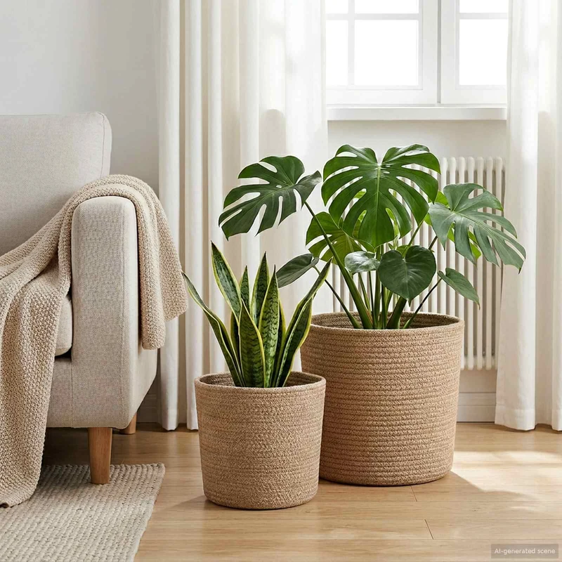 Set De Macetas De Planta 2 Uds. Natural Ø 28 X 28 Cm