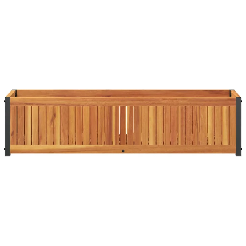 Jardinera De Madera Maciza De Acacia Y Acero 110x30x27,5 Cm