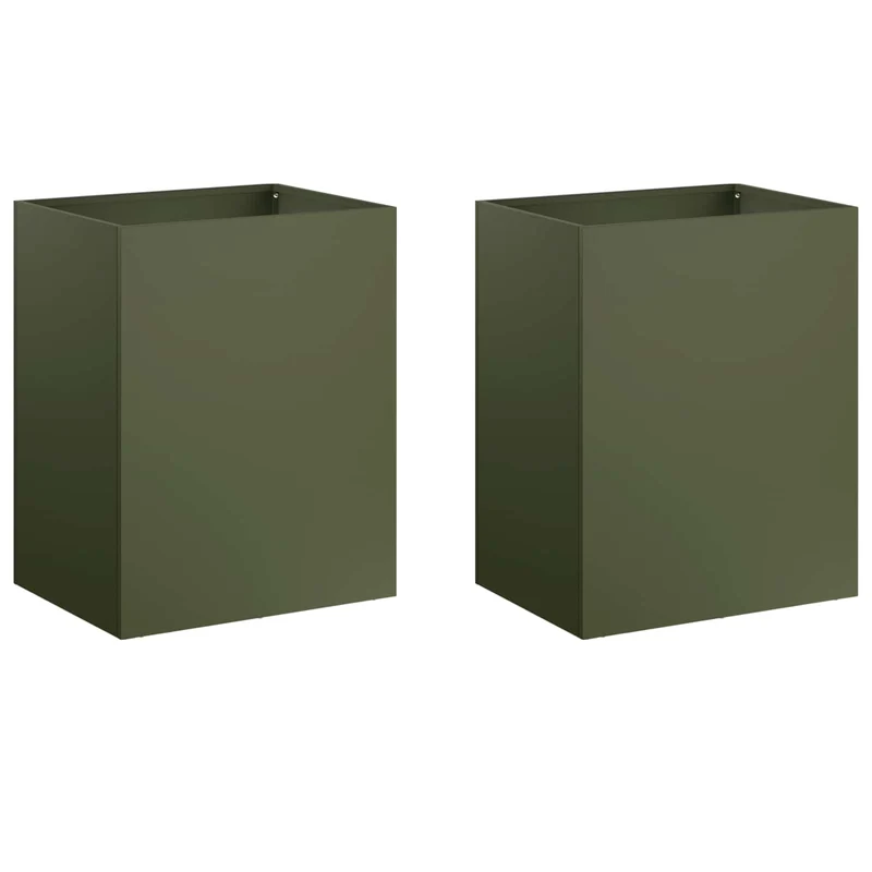Macetero De Jardín 2 Uds. Verde Oliva 40 X 30 X 40 Cm