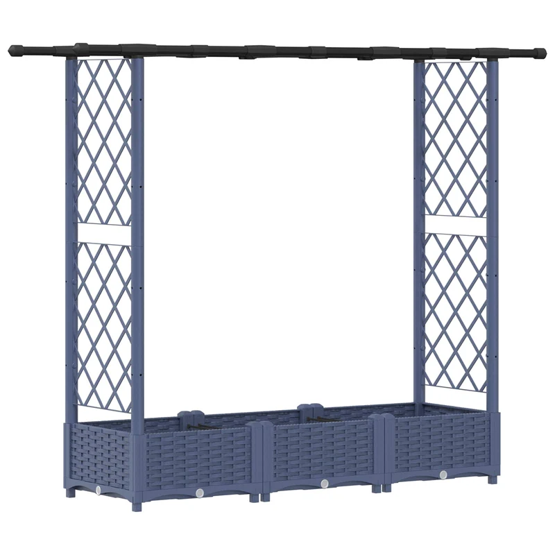 Cama Elevada Con Trellis Y Techo Gris 164 X 40 X 121 Cm Pp