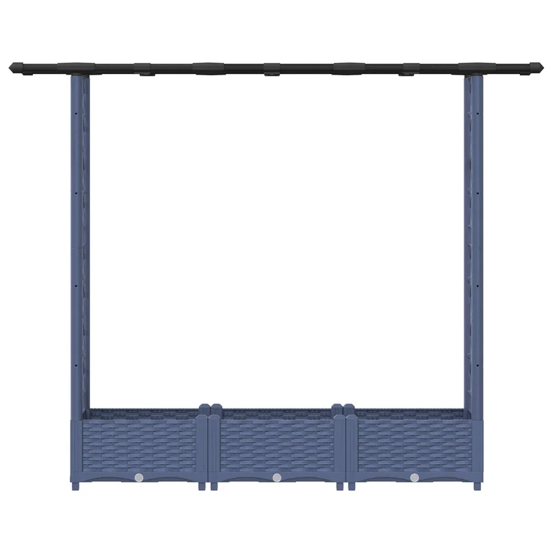 Cama Elevada Con Trellis Y Techo Gris 164 X 40 X 121 Cm Pp