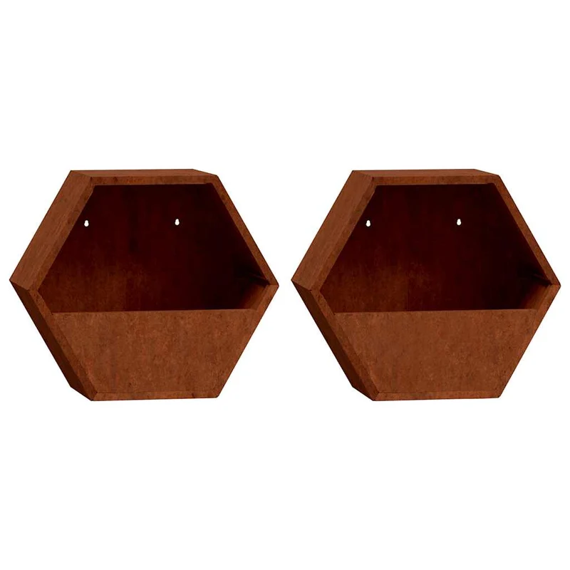 Jardineras De Pared 2 Uds Acero Corten Oxidado 46x10x40 Cm