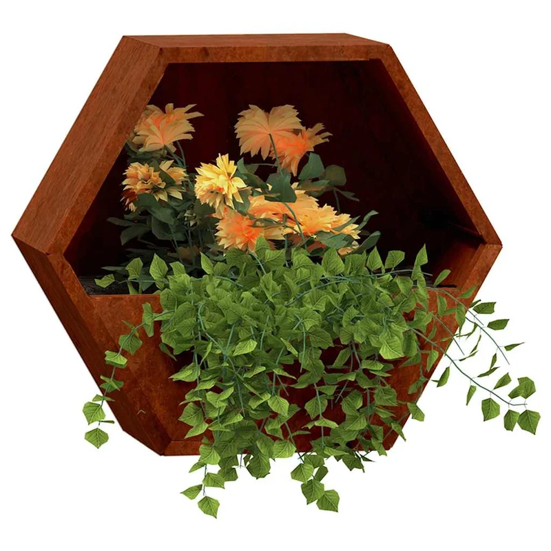 Jardineras De Pared 2 Uds Acero Corten Oxidado 46x10x40 Cm