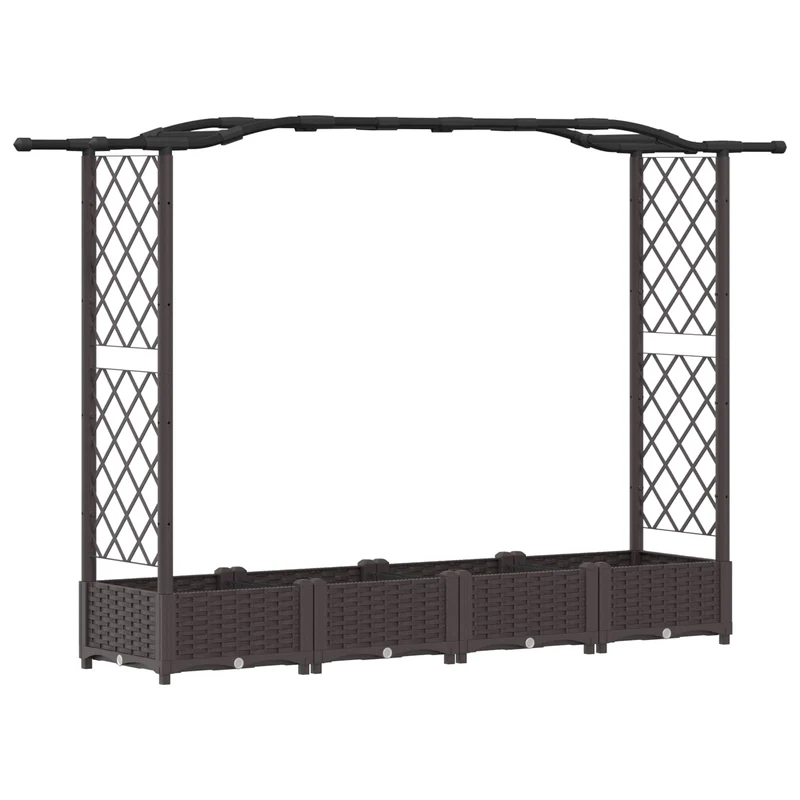 Cama Elevada Con Trellis Y Techo Marrón 207 X 40 X 123 Cm Pp