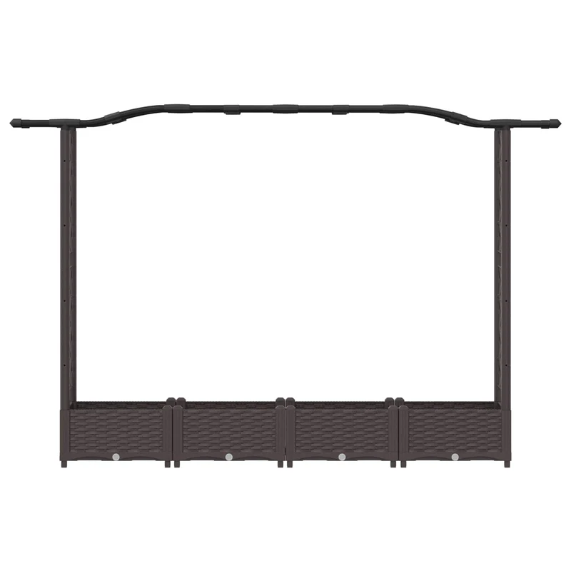 Cama Elevada Con Trellis Y Techo Marrón 207 X 40 X 123 Cm Pp