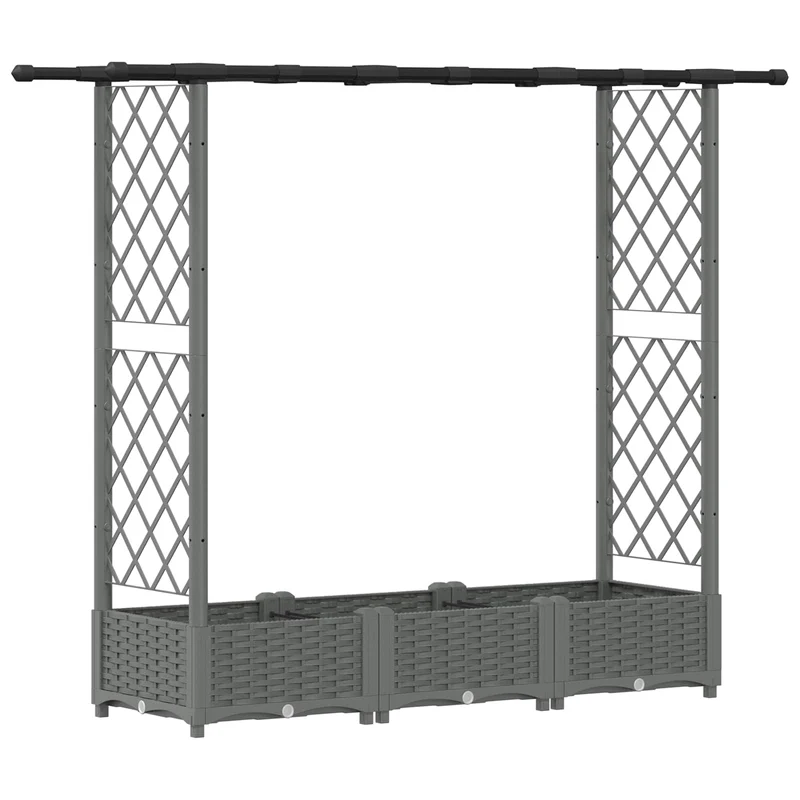 Cama Elevada Con Trellis Y Techo Gris Claro 164 X 40 X 121 Cm